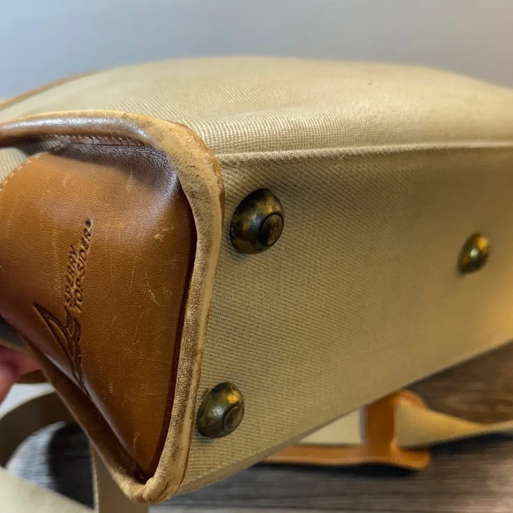 Brahmin & Sperry tan Canvas and Leather Men's messenger Bag